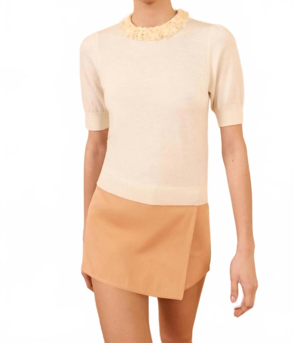 NEW ULLA JOHNSON jude embellished top in pearled ivory